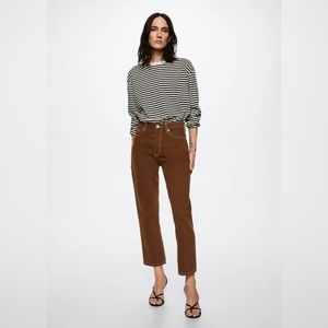 Mango High-waist cropped straight jeans in brown